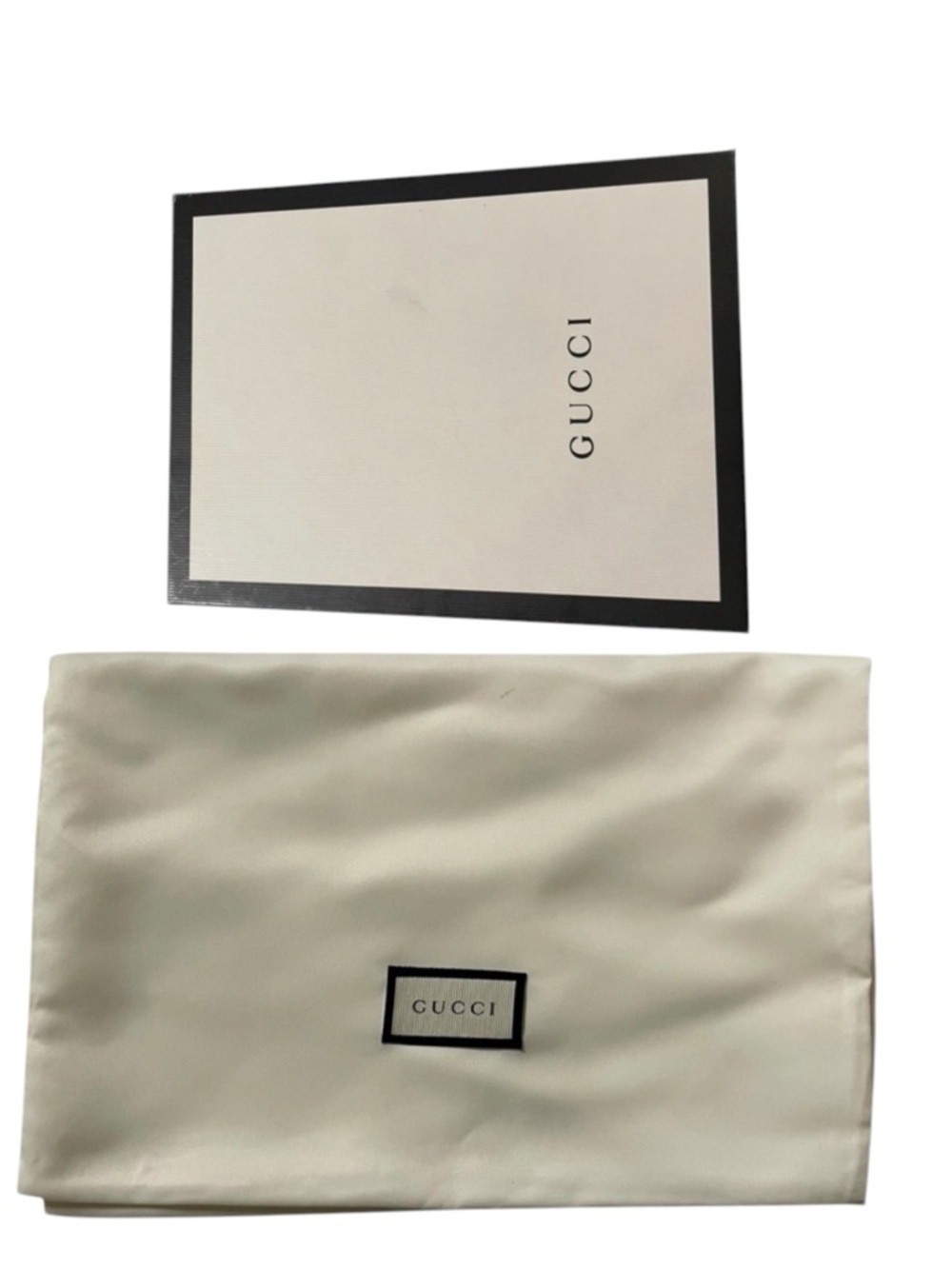Gucci Envelope Style Flap Fold Over Dust Bag. Cream/White. Gucci Box included.